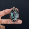 Tibetan Turquoise Pendant, 999 Copper Wire Wrapped Gemstone Jewelry, Handmade Pendant, For Thanksgiving