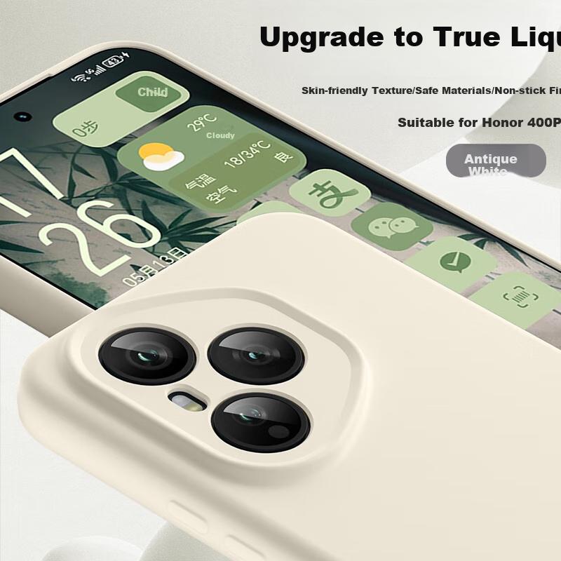 Honor 400 Pro Phone Case, Huawei Liquid Silicone Soft Case, Full Lens Protection, Shockproof, Simple And Elegantn, Outer in Antique White