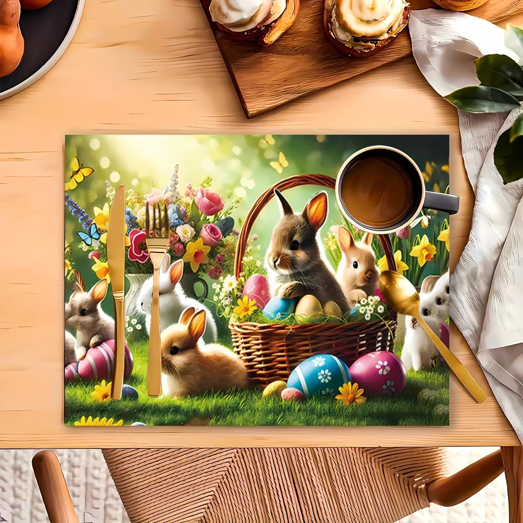 4 шт. салфетки под тарелки на Пасху, Размер 45*30 см/18*12 дюймов, Подходят для семейных встреч, Обедов в помещении, Кухни, Вечеринок, Кемпинга и Праздничного декора стола