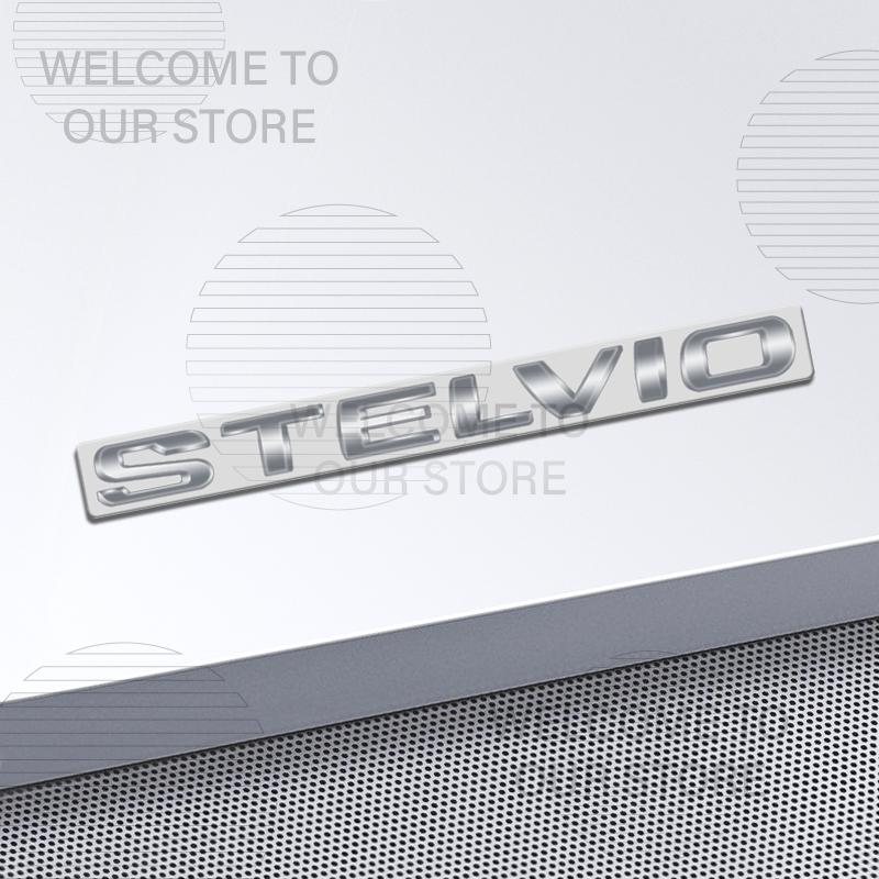 Car Decor Metal For Stelvio Alfa Romeo Letter Emblem 3D Sticker Accessories Glossy Black Tail Rear Trunk Decals pgi231