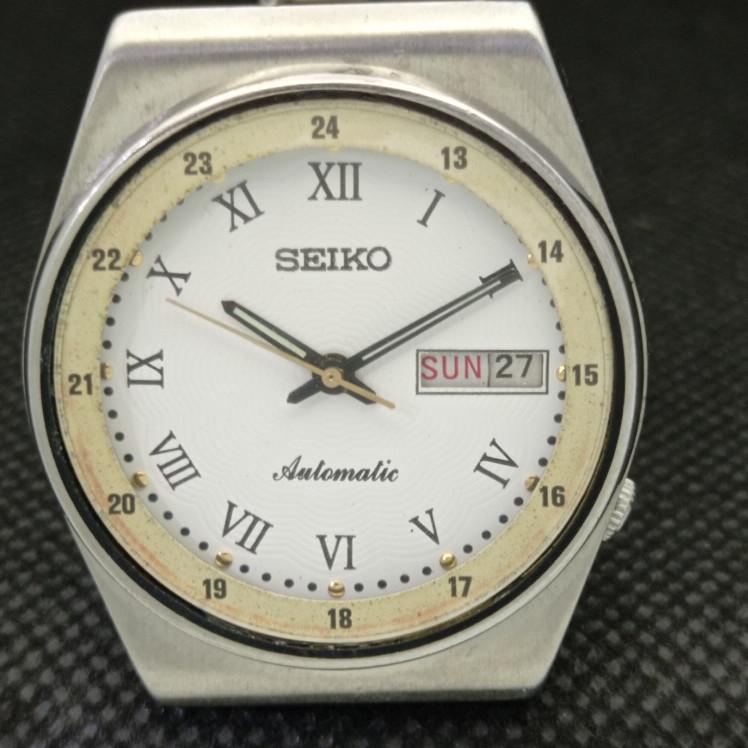 USED VINTAGE SEIKO 5 AUTOMATIC 6309A JAPAN MENS D/D WHITE WATCH 608e-a315938-9 SKU608e-a315938