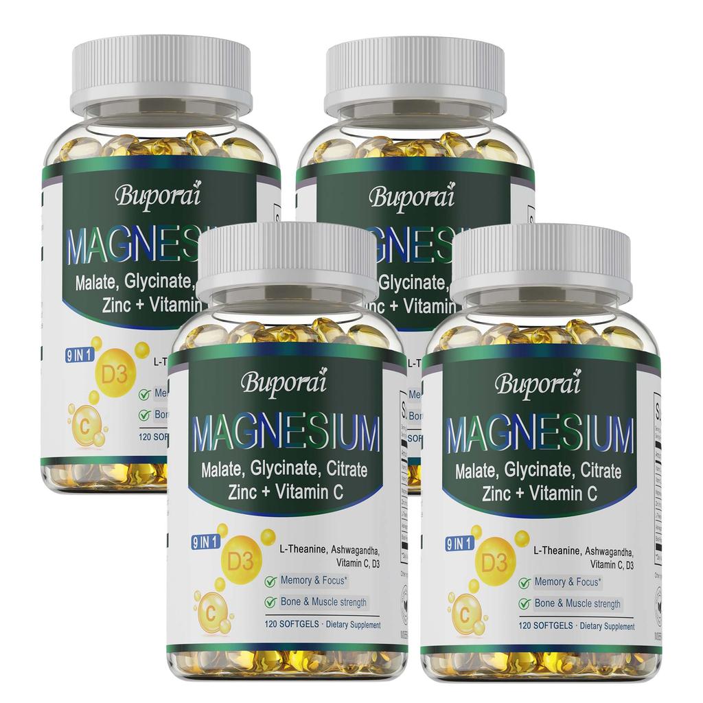 Magnesium complex supplement, containing vitamin C, zinc, antioxidant, immune-boosting, mood-soothing, and nutrient-absorbing, for adults.