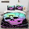 3D Gothic Horror Skull Cartoon Comforter Bedding Set,Duvet Cover Bed Set Quilt Cover Pillowcase,King Queen Size Bedding Set Gift