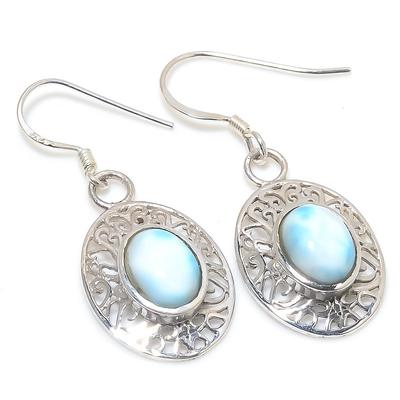 Серьги из стерлингового серебра 925 пробы с драгоценным камнем Natural Republic Larimar 1,50 дюйма N1n44