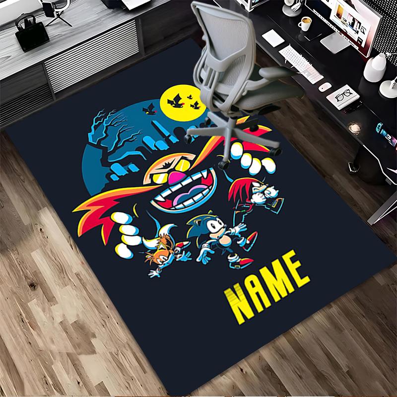 Personalized Name Sonic Adventure Living Room Non-Slip Area Rug Soft Carpet for Bedroom Playroom Sofa Office Home Decor Doormat