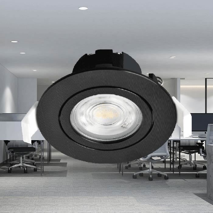 Lot de 5 spots LED encastrables 3en1 rond noir 7W IP20