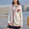 Fila Fusion Серия 'Дракон Удачи' на Новый Год Свитеры-кардиганы с принтом логотипа, свободного кроя, Женский свитер Облачно-белый T11W412402F-WT