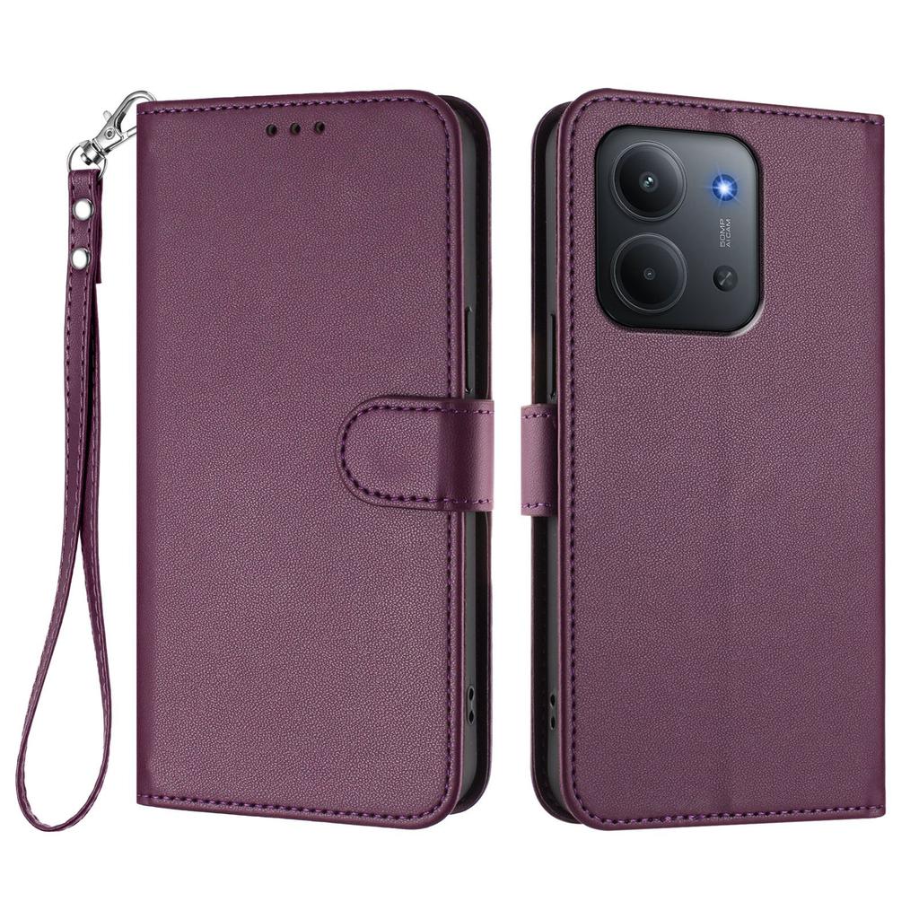 Для Xiaomi Redmi 15C 4G (171 мм) Кожаный чехол-кошелек-подставка для телефона с ремешком на запястье