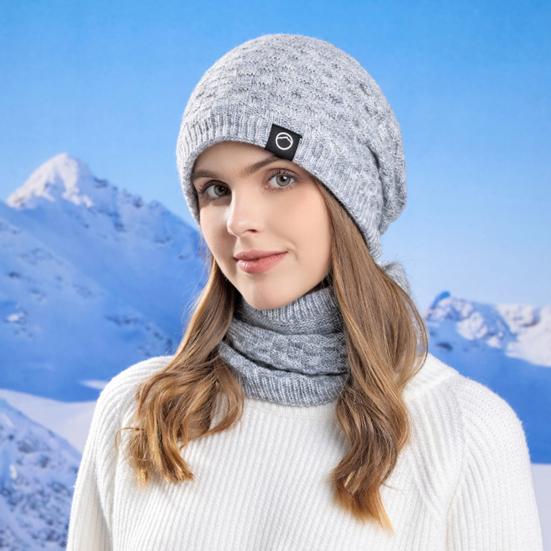 2 шт./комплект женский зимний шарф шапка комплект толстый вязаный теплый противоскользящий