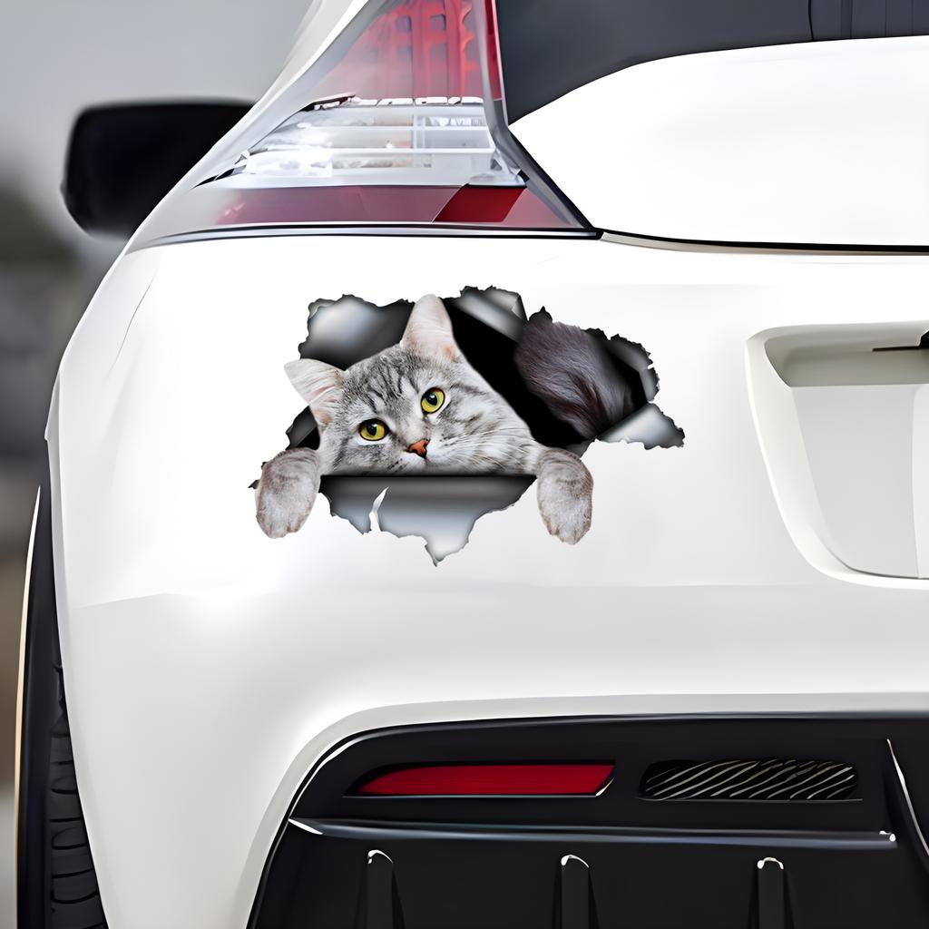 Gray Tabby Cat Cute Animal Car Decals Bumper Window Stickers Car Accessories Waterproof Vinyl Material