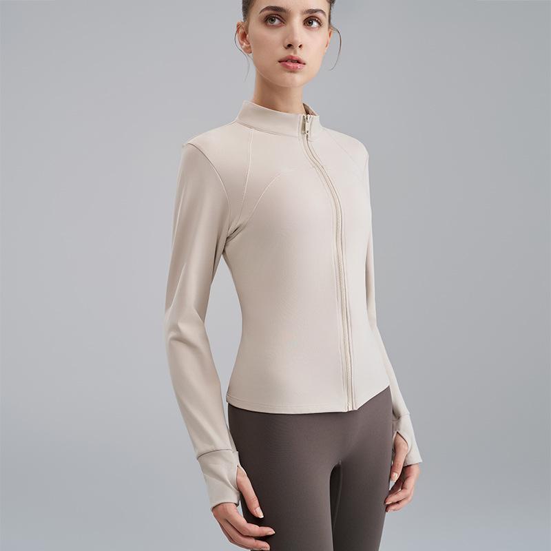 Женская флисовая куртка для йоги слим-фит - Воротник-стойка, Утепленная для осени/зимы