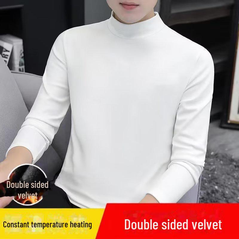 Мужская немецкая бархатная футболка с длинными рукавами и высоким воротником, теплая для осени/зимы