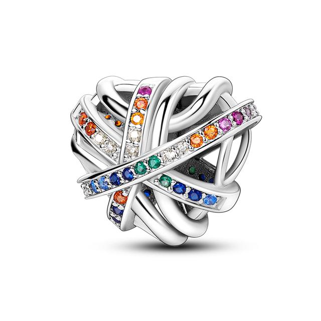 Heart Shape 925 Silver Family Lover Affection Pendant Charm Beads Fit Woman's Cute Bracelet DIY Jewelry For Women