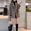 Модное шерстяное пальто женское осень-зима повседневное свободное карманное ветрозащитное пальто
