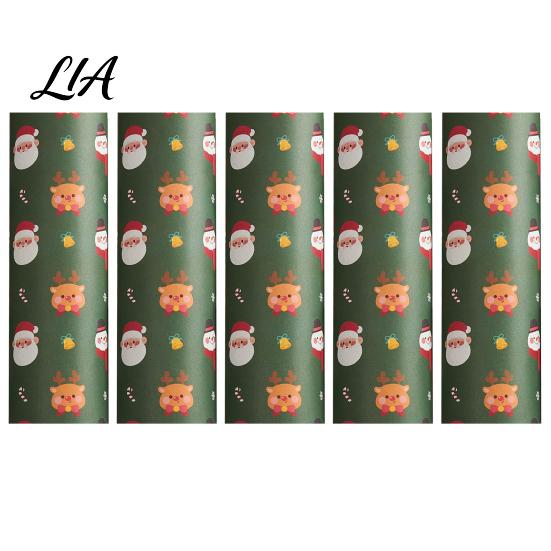 Birthday Gift Packaging Supplies 5 Sheets Christmas Wrapping Paper Set, Large with Accessories Double-Sided Tape And Bows, Santa Snowflake Print Wrap,