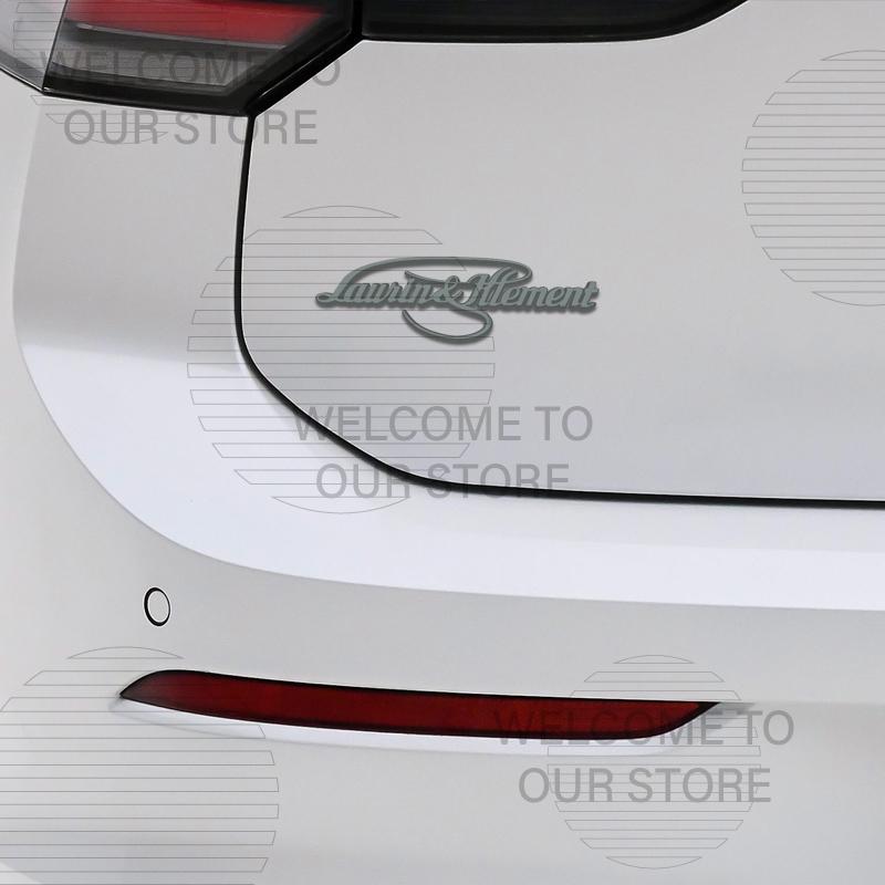 HGWE4 Car Decor Metal Laurin & Klement L&K Letter Emblem 3D Sticker Accessories For Skoda Superb Octavia Rapid Tail Rear Trunk Decals
