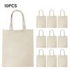 10PCS Canvas Bag Handbag Large Capacity Solid Color Foldable Reusable Lightweight Shopping Bag