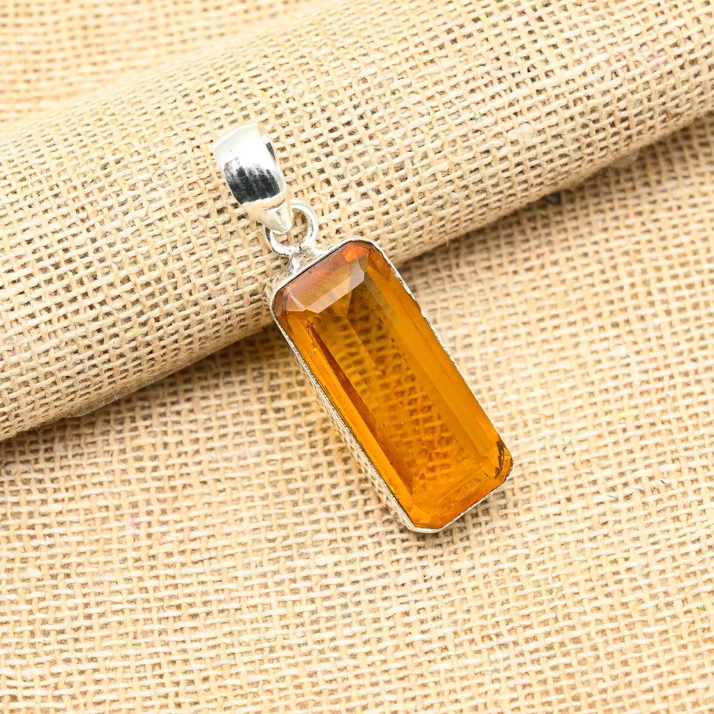Удивительный медовый топаз драгоценный камень ручной работы из стерлингового серебра 925 пробы ювелирный кулон для женщин