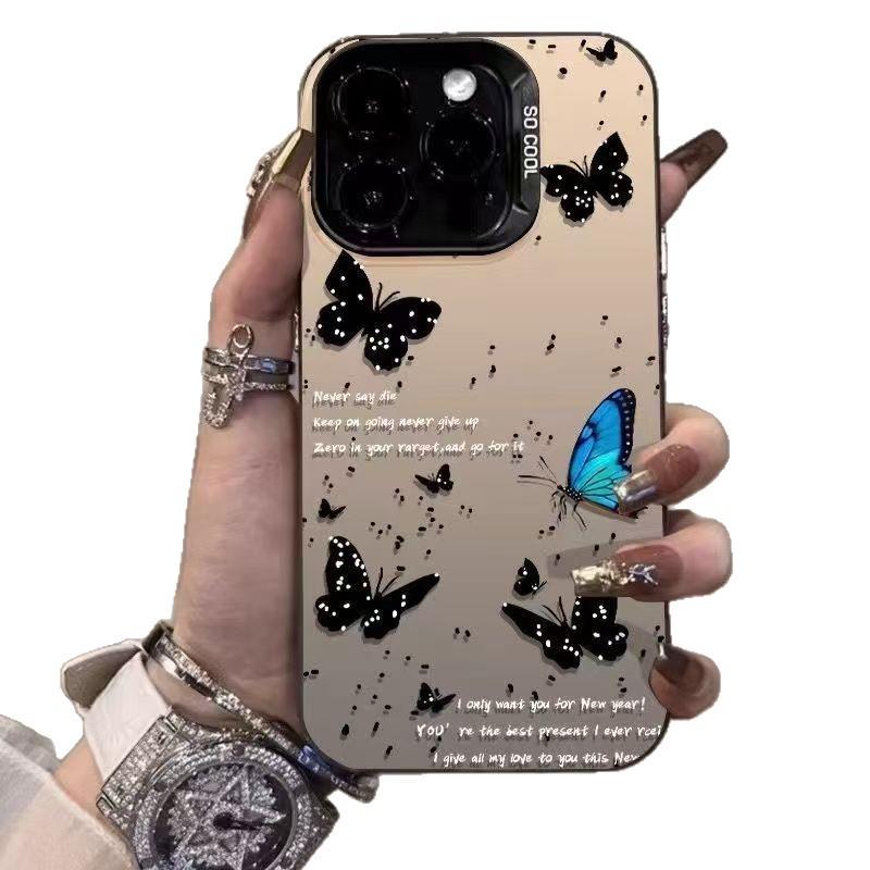 Английский Чехол для iPhone 15/16 Pro Max/14 с узором в горошек и бабочками