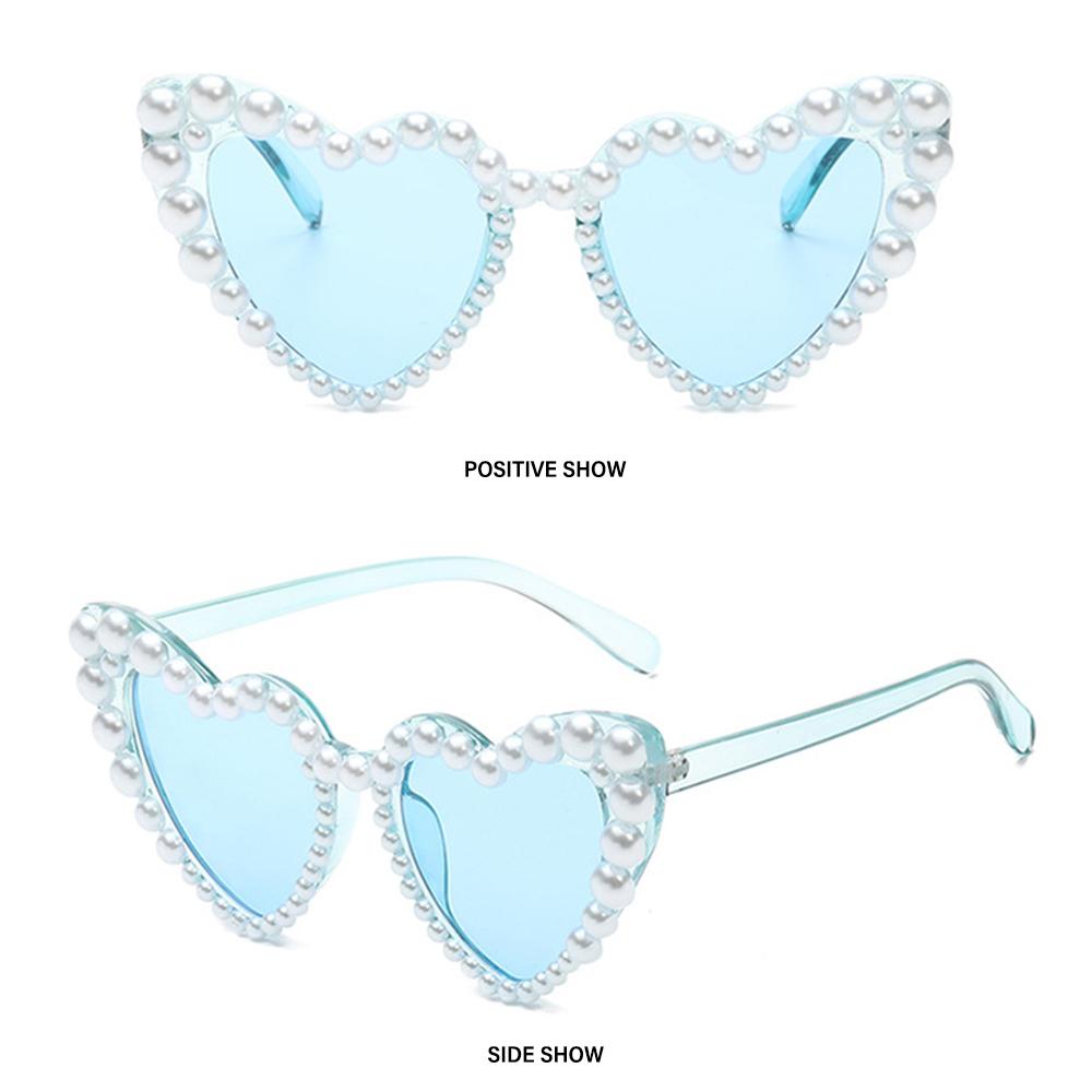 Outdoor UV400 Eyewear Party Glasses Pearls Sun Glasses Heart Sunglasses Shades