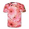 Летняя футболка с короткими рукавами, цветочный узор, модный топ с круглым вырезом 3D для мужчин и женщин, рубашка