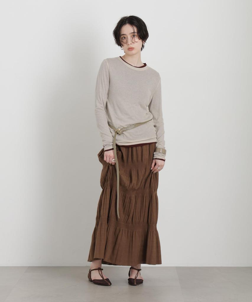 Shirred Pleated Skirt F 050 Brown [Nano Universe] (Set-up available) Women's 669-6230303