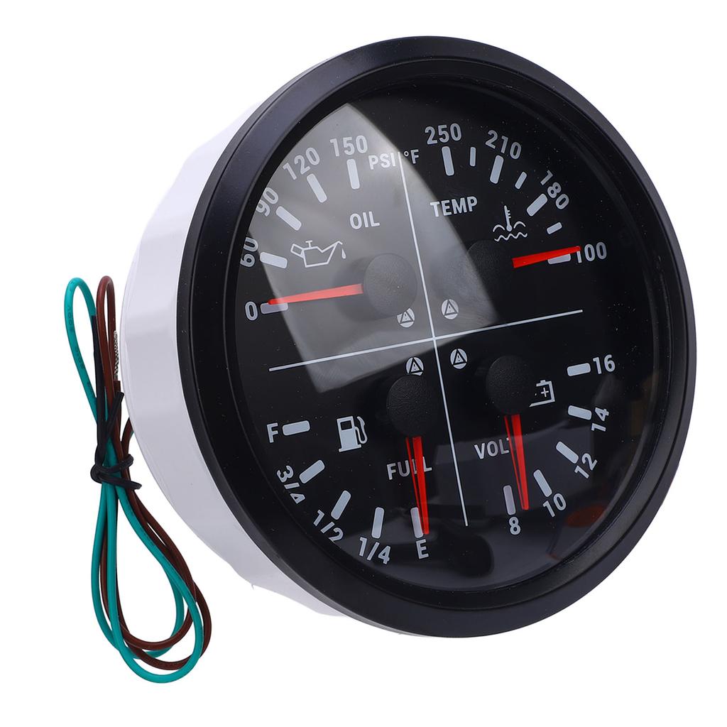 110mm 4 3 8in 4 in 1 Multifunction Gauge DC 12V 0 150PSI Oil Pressure Fuel Level 100 250 Fahrenheit Water Temp 8 16V
