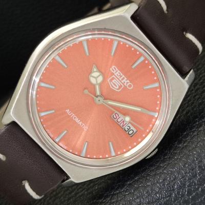 ЯПОНИЯ ВИНТАЖ SEIKO 5 АВТОМАТИЧЕСКИЕ 6309A МУЖСКИЕ ЧАСЫ ПЕРСИКОВОГО ЦВЕТА ЦИФЕРБЛАТ a701466-5