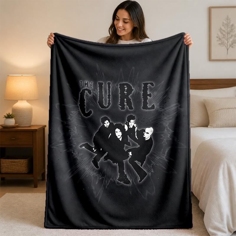 The Cure Print Flannel Blanket Cozy Lightweight Plush Throw Blanket For Bed Sofa Household Use