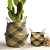 Handmade Bamboo Storage Baskets Nordic Foldable Laundry Straw Wicker Rattan Seagrass Belly Garden Flower Pot Planter Basket