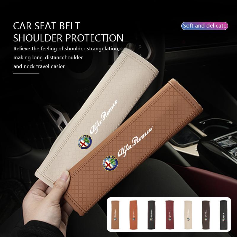 Car Seat Belt Cover Styling Leather Safety Shoulder Protector For Alfa Romeo 159 Giulietta 156 147 Giulia Mito GT Stelvio Spider hgd789