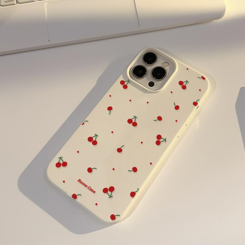 For iPhone 12 Pro/12 Case Unique Cherry Pattern Printing TPU Phone Back Cover