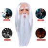 Scary White Haired Wizard Mask Halloween Cosplay Wizard Creepy Wig  Beard Witch Full Face Mask Halloween Gift for Halloween Party Props Bar Festival