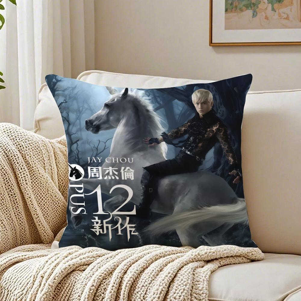 Chinese Pop JJay Chou Album Cover Cushion Cover Linen Pillowcase Soft for Sofa Bed Home Room Decor