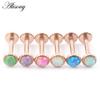 Alisouy 1PC Stainless Steel Opal Stone Labret Lip Tongue Rings Ear Tragus Helix Cartilage Stud Earrings Piercing Body Jewelry