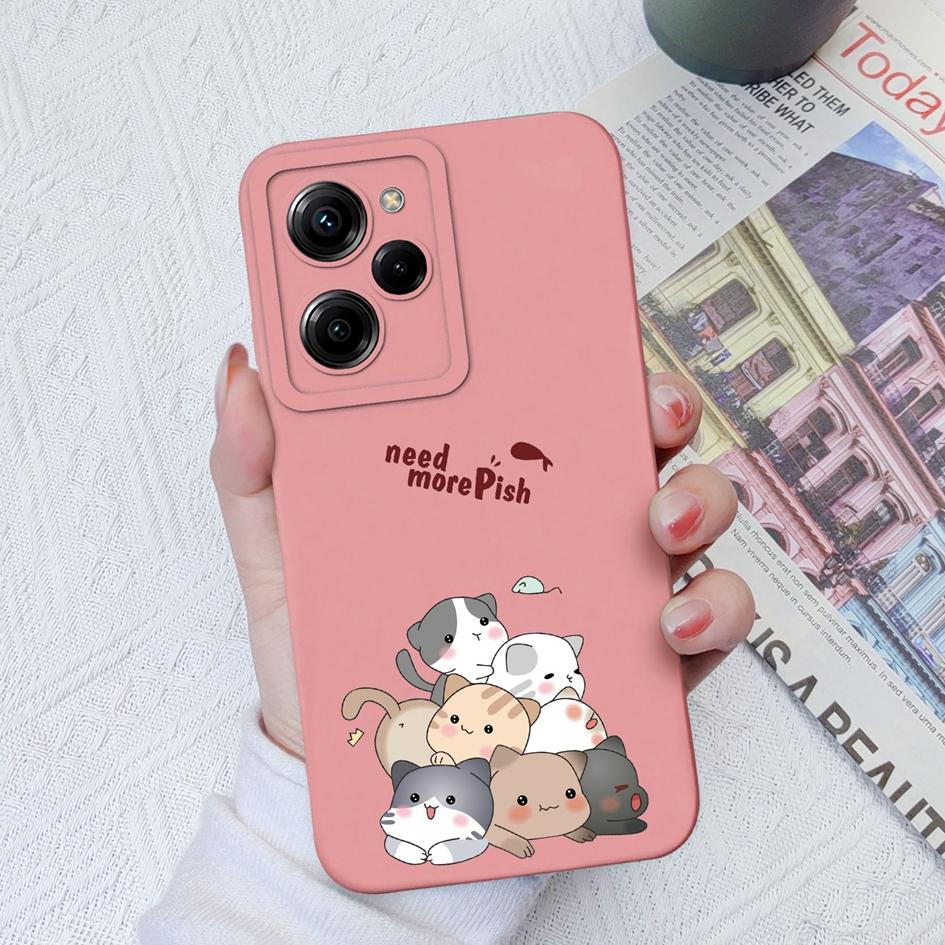 Phone Case For Xiaomi Poco M4 Pro X5 Pro C40 C50 C55 X3 X4 M3 Cute Shockproof Soft Liquid Silicone Matte Cover Cartoon Pattern For Xiaomi Poco Bumper