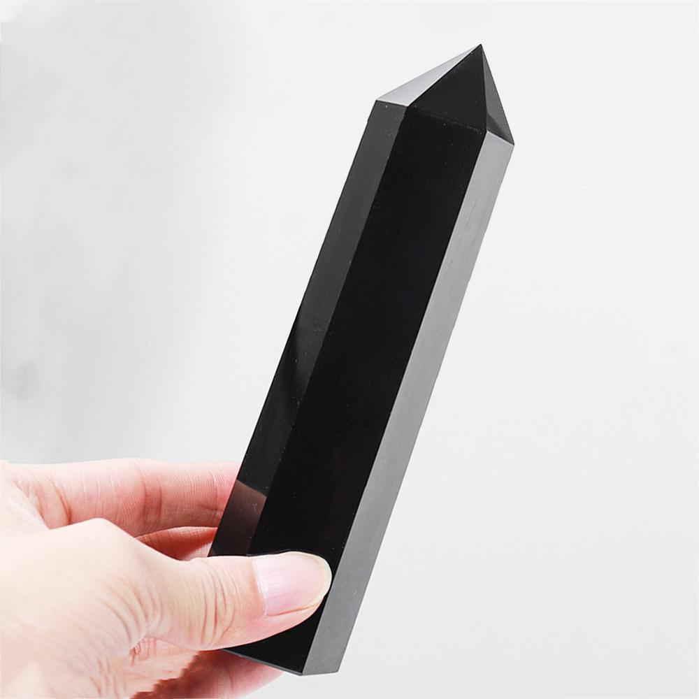 8-15 Cm Natural Obsidian Single Pointed Hexagonal Prism Crystal Point Wand Tower Pillar Home Decoration Gift Stones Ornament