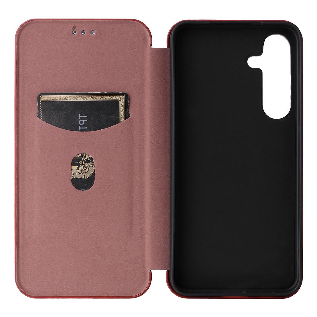 For Samsung Galaxy S25+ Case Carbon Fiber Texture Drop-Proof PU Leather Phone Cover