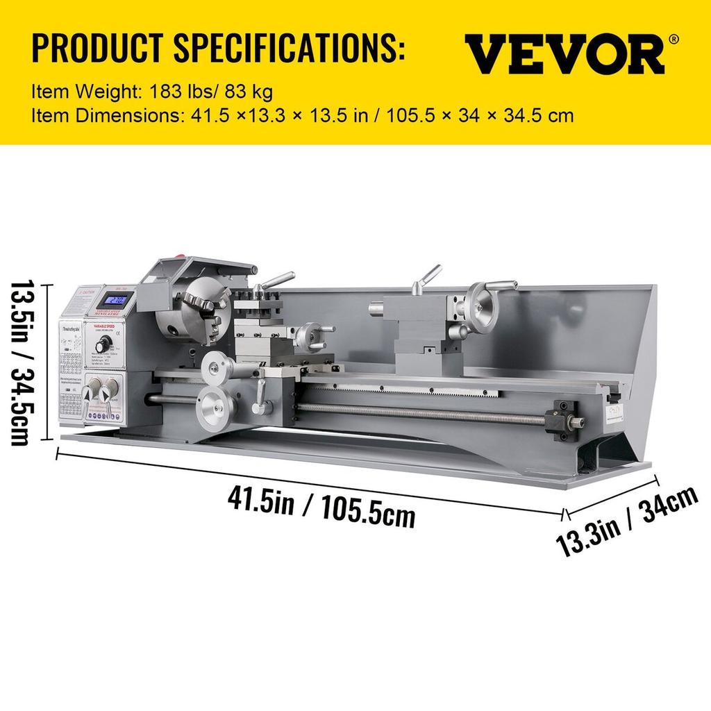 Mini Metal Lathe 750W Variable Speed Metal Lathe 50 to 3000Rpm Milling Precision Lathe 220 x 600mm for Metal Metal Lathe for Counter Face Turning