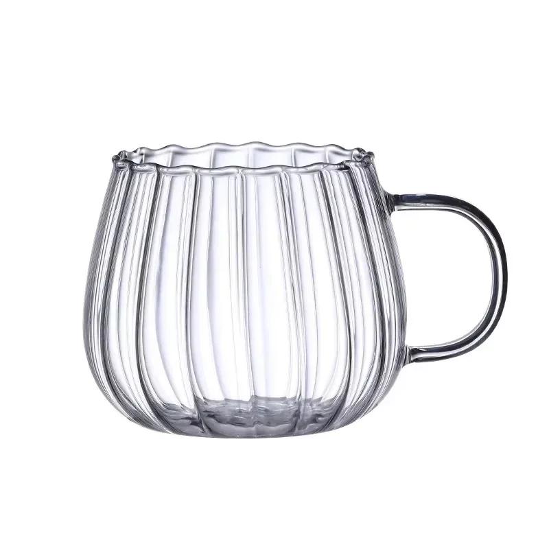 Transparent Glass Cup Creative Coffee Mug Tea Dessert Breakfast Milk Cups Wine Glass Water Cup with Handle Glassware Drinkware