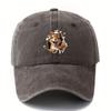 Cartoon Squirrel Print Retro Washed Lightweight Curved Brim Hat Suitable for Outdoor Vacation, Travel, Camping Truck Driver Hat