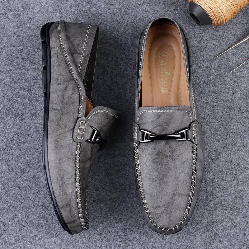 Мужские повседневные мокасины из натуральной кожи, нескользящие, без застежек, кроссовки для ходьбы, удобные мужские туфли для вождения, мокасины