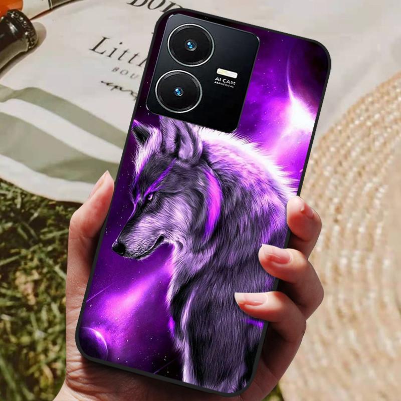 Для чехла Vivo Y22 Y22s 2022 Модный расписной черный силиконовый мягкий чехол на заднюю панель Для чехла для телефона Vivo Y22s VivoY22 Y 22 Y22 s 4G Coque