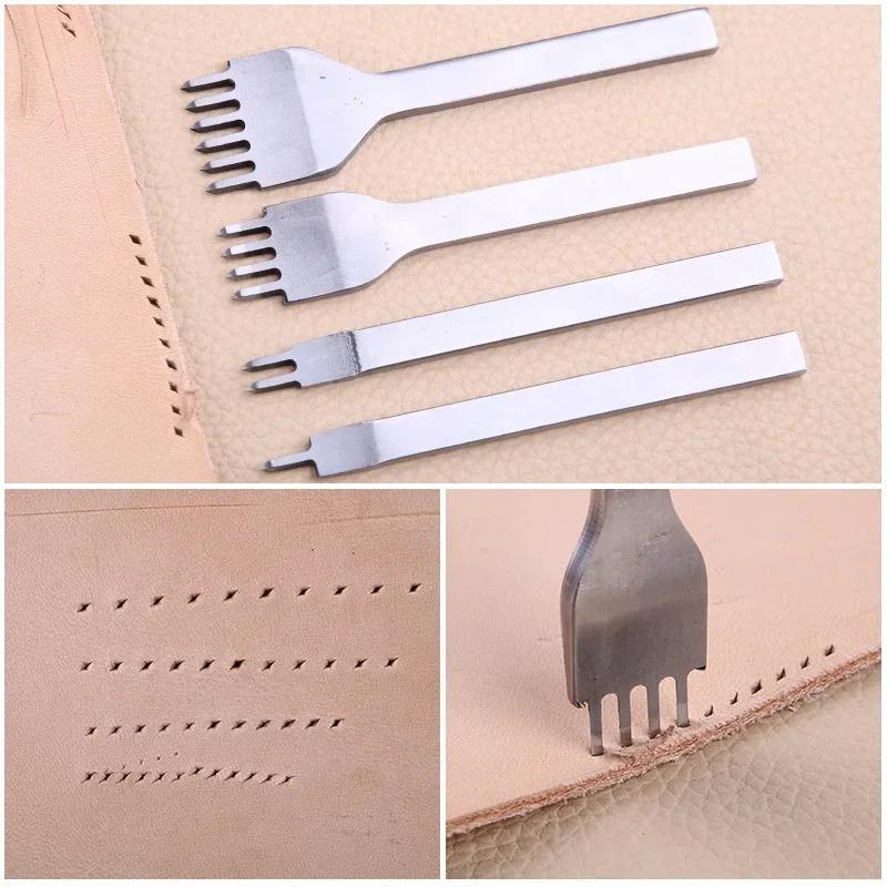 3/4/5/6MM 1/2/4/6 Prong DIY Leather Hole Punch Tool Leather Stitching Tools Diamond Chisel Leather Carving Punch Hole Work