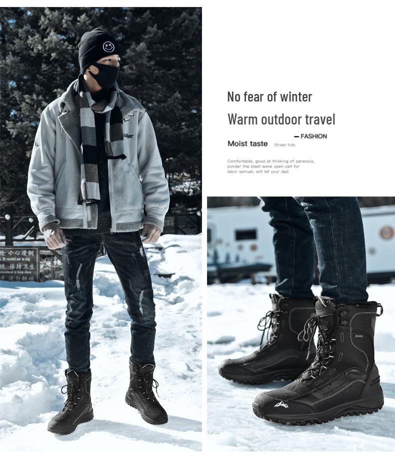 Мужские супертеплые водонепроницаемые сноубутсы: -Зимняя обувь, выдерживающая холод до -40°C, нескользящая, с толстой велюровой подкладкой