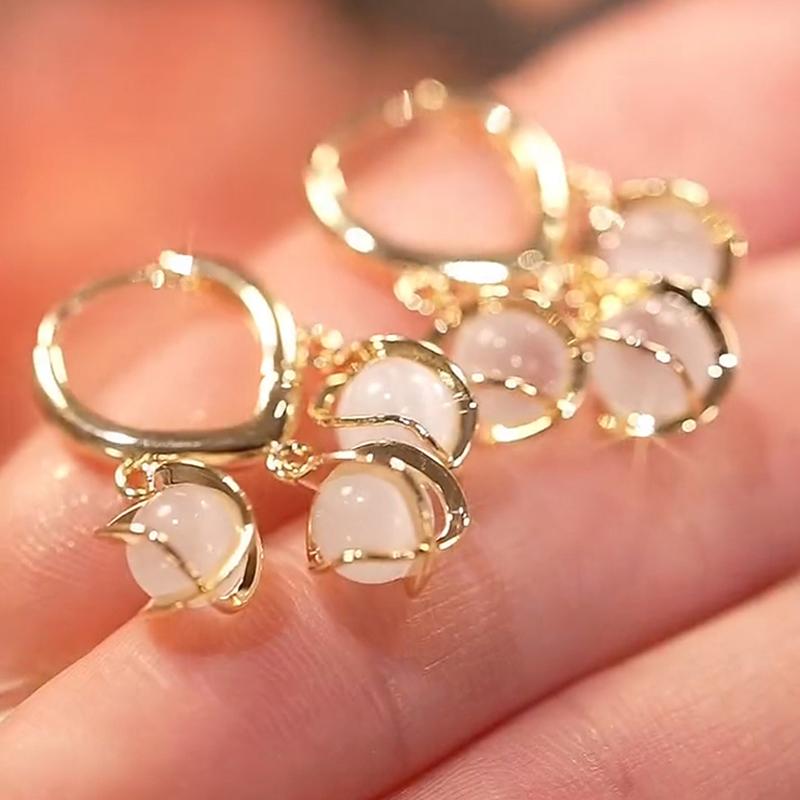 Новые модные изысканные спиральные опаловые серьги-шарики для женщин и девочек, легкие, роскошные, темпераментные, ювелирные изделия для вечеринки, подарок