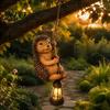 Solar Powered Patio Decorations Climbing Animal Light, Resin Statue with Lantern, Playful Garden Sculptures Hanging Light for Outdoor Yard Tree