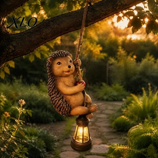 Solar Powered Patio Decorations Climbing Animal Light, Resin Statue with Lantern, Playful Garden Sculptures Hanging Light for Outdoor Yard Tree