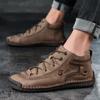 Men's Shoes Leather Unisex Walking Shoes Women Hand Stitching Outdoor Stitched Men Casual Boots