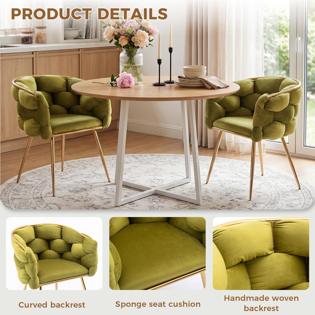 Luxurious, Modern Accent Chair, Vanity Chair with Metal Frame for Bedroom, Living Room, Dining Room